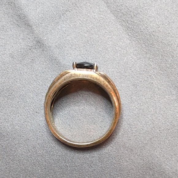 Men's Size 10 Silver 925 Ring With Black Stone And Accents - Picture 10 of 11